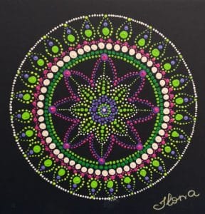 PUNKTIŅU MANDALAS iesācējiem | Radošā KLĀTIENES nodarbība | sestdiena | 1 diena | 40 € par nodarbību | 10