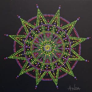 PUNKTIŅU MANDALAS iesācējiem | Radošā KLĀTIENES nodarbība | sestdiena | 1 diena | 40 € par nodarbību | 8