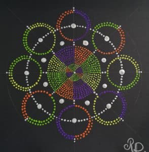 PUNKTIŅU MANDALAS iesācējiem | Radošā KLĀTIENES nodarbība | sestdiena | 1 diena | 40 € par nodarbību | 7