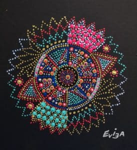 PUNKTIŅU MANDALAS iesācējiem | Radošā KLĀTIENES nodarbība | sestdiena | 1 diena | 40 € par nodarbību | 9
